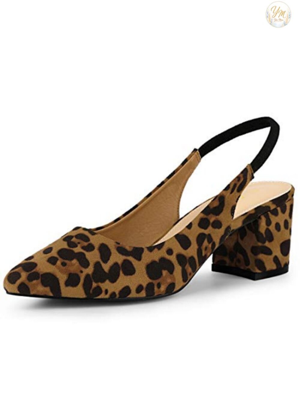 Pointed Toe Block Heel Slingback Pumps Faux Suede Office Party